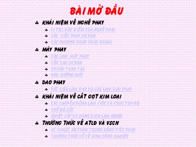 Bài giảng Phay chuyên ngành - Bài mở đầu