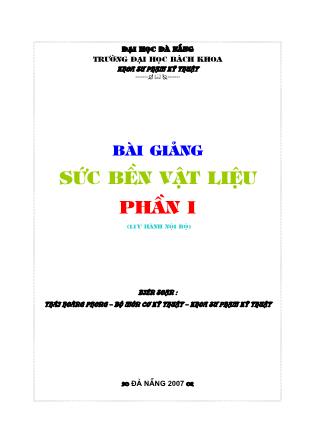 Bài giảng Sức bền vật liệu - Phần I - Thái Hoàng Phong