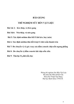 Bài giảng Thí nghiệm Sức bền vật liệu