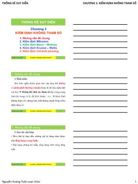 Bài giảng Thống kê suy diễn - Chương 3: Kiểm định không tham số