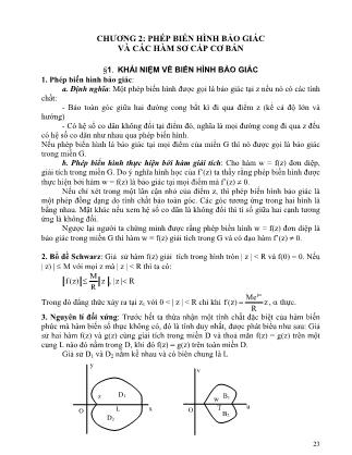 Bài giảng Toán chuyên ngành điện - Chương 2: Phép biến hình bảo giác và các hàm sơ cấp cơ bản