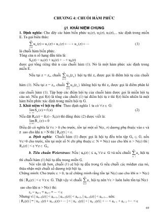 Bài giảng Toán chuyên ngành điện - Chương 4: Chuỗi hàm phức