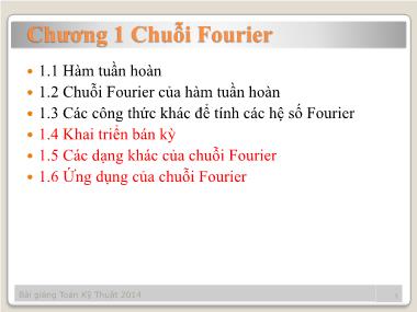 Bài giảng Toán kỹ thuật - Chương 1: Chuỗi Fourier (Phần 2)