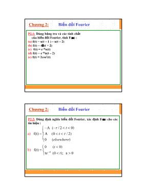 Bài giảng Toán kỹ thuật - Chương 2: Biến đổi Fourier