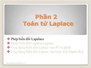Bài giảng Toán kỹ thuật - Chương 3: Phép biến đổi Laplace