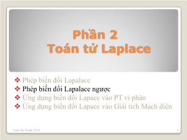 Bài giảng Toán kỹ thuật - Chương 4: Phép biến đổi Laplace ngược