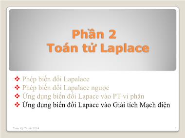 Bài giảng Toán kỹ thuật - Chương 6: Ứng dụng biến đổi Laplace vào giải tích mạch điện