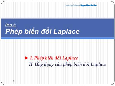 Bài giảng Toán kỹ thuật - Phần 2.1: Phép biến đổi Laplace - Nguyễn Phước Bảo Duy