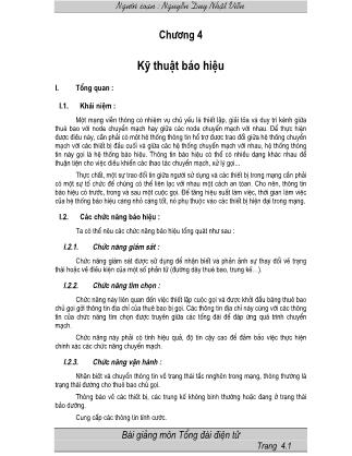 Bài giảng Tổng đài điện tử - Chương 4: Kỹ thuật báo hiệu - Nguyễn Duy Nhật Viễn