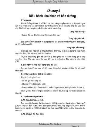 Bài giảng Tổng đài điện tử - Chương 6: Điều hành khai thác và bảo dưỡng - Nguyễn Duy Nhật Viễn