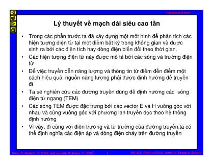 Bài giảng Trường điện từ - Chương: Dải siêu cao tần