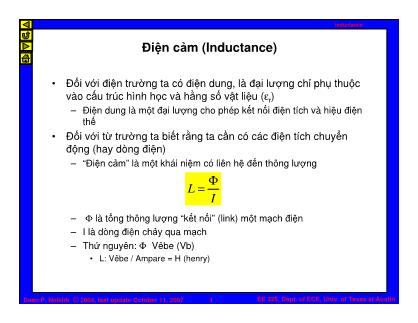 Bài giảng Trường điện từ - Chương: Điện cảm (Inductance)