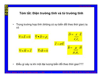 Bài giảng Trường điện từ - Chương: Điện từ tĩnh
