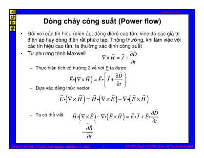Bài giảng Trường điện từ - Chương: Dòng chảy công suất (Power flow)