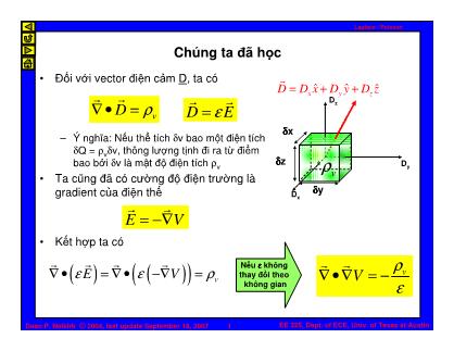 Bài giảng Trường điện từ - Chương: Phương trình Laplace và Poisson