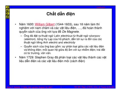 Bài giảng Trường điện từ - Chương: Vật dẫn