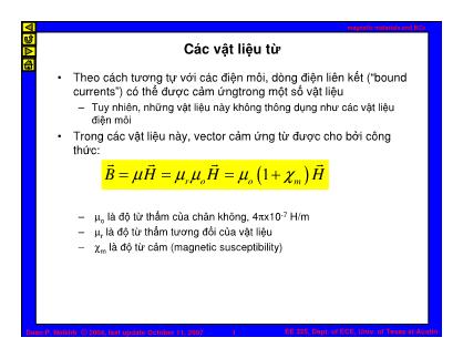 Bài giảng Trường điện từ - Chương: Vật liệu điện từ