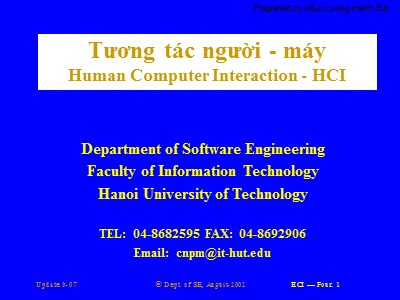 Bài giảng Tương tác người máy - Chương X: Thiết kế Trợ giúp