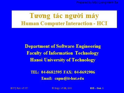 Bài giảng Tương tác người máy - Phần I: Phần cơ sở (Foundation)