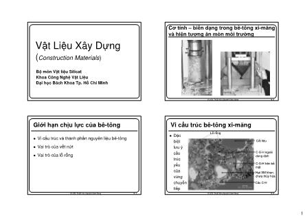 Bài giảng Vật liệu xây dựng - Chương 12: Cơ tính, biến dạng trong bê-tông, xi-măng và hiện tượng ăn mòn môi trường - Nguyễn Khánh Sơn