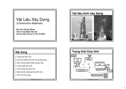 Bài giảng Vật liệu xây dựng - Chương 3: Vật liệu kính xây dựng - Nguyễn Khánh Sơn
