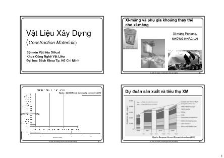 Bài giảng Vật liệu xây dựng - Chương 8: Xi-măng và phụ gia khoáng thay thế cho xi-măng - Nguyễn Khánh Sơn