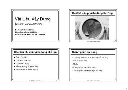 Bài giảng Vật liệu xây dựng - Chương 9: Thiết kế cấp phối bê-tông thường - Nguyễn Khánh Sơn