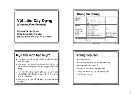 Bài giảng Vật liệu xây dựng - Chương mở đầu - Nguyễn Khánh Sơn