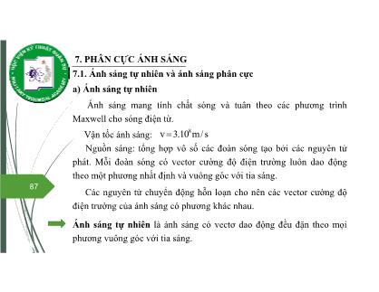 Bài giảng Vật lý đại cương 2 - Chương 7: Quang học sóng (Phần 3) - Nguyễn Xuân Thấu