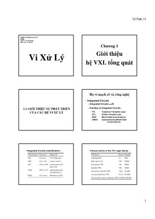 Bài giảng Vi xử lý - Chương 1: Giới thiệu hệ vi xử lý tổng quát - Hồ Trung Mỹ