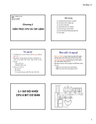 Bài giảng Vi xử lý - Chương 2: Kiến trúc CPU và tập lệnh (Phần 1) - Hồ Trung Mỹ