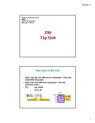 Bài giảng Vi xử lý - Chương 2: Kiến trúc CPU và tập lệnh (Phần 2) - Hồ Trung Mỹ