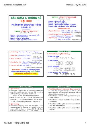 Bài giảng Xác suất thống kê - Chương 1: Các khái niệm cơ bản của xác suất - Đoàn Vương Nguyên