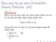 Bài giảng Xác suất thống kê - Chương 2.1: Hàm mật độ xác suất (Probability Density Function - PDF)