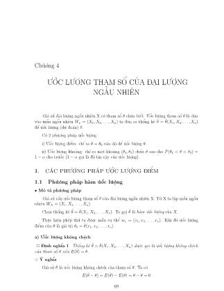 Bài giảng Xác suất thống kê - Chương 4: Ước lượng tham số của đại lượng ngẫu nhiên