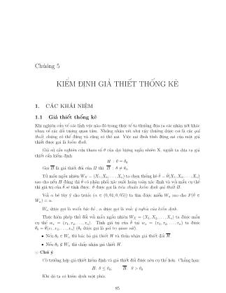 Bài giảng Xác suất thống kê - Chương 5: Kiểm định giả thiết thống kê