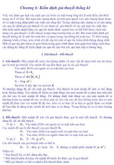 Bài giảng Xác suất thống kê - Chương 6: Kiểm định giả thuyết thống kê