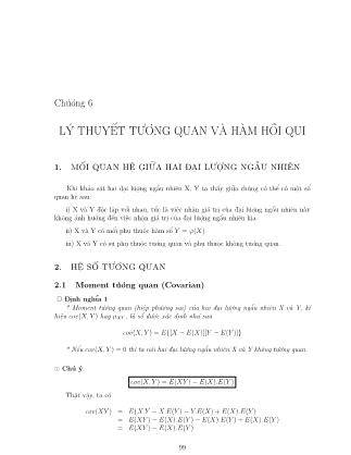 Bài giảng Xác suất thống kê - Chương 6: Lý thuyết tương quan và hàm hồi quy