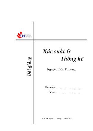 Bài giảng Xác suất & Thống kê - Nguyễn Đức Phương