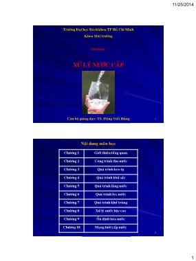 Bài giảng Xử lý nước cấp - Đặng Viết Hùng