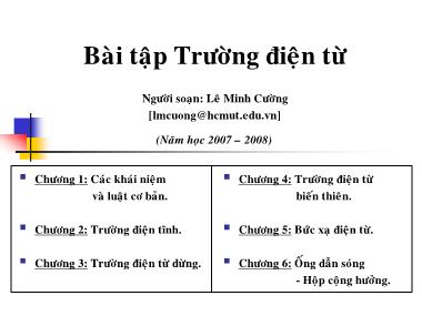 Bài tập Chương 1 môn Trường điện từ - Lê Minh Cường