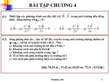 Bài tập Chương 4 môn Trường điện từ - Lê Minh Cường