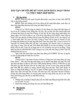Bài tập Chuyên đề Kỹ năng đàm phán, soạn thảo và thực hiện hợp đồng