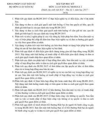 Bài tập học kỳ 1 môn Luật dân sự (Module 2) - Năm học 2017-2018