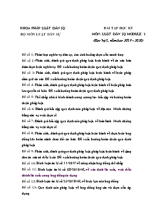 Bài tập học kỳ 1 môn Luật dân sự (Module 2) - Năm học 2019-2020