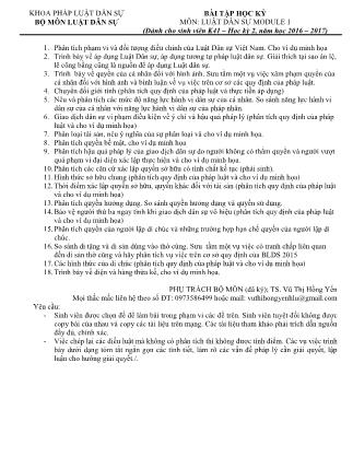Bài tập học kỳ 2 môn Luật dân sự (Module 1) - Năm học 2016-2017