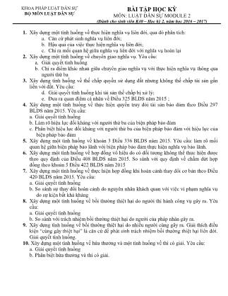 Bài tập học kỳ 2 môn Luật dân sự (Module 2) - Năm học 2016-2017