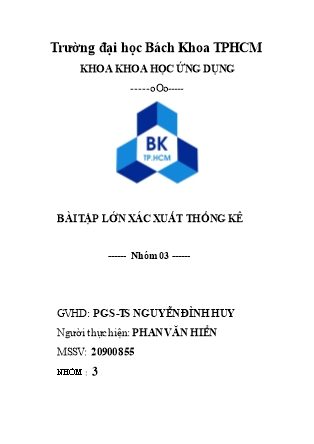 Bài tập lớn Xác xuất thống kê - Phan Văn Hiển