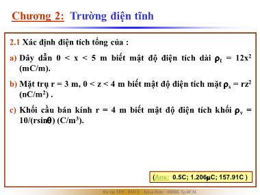 Bài tập môn Trường điện từ - Chương 2: Trường điện tĩnh