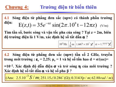 Bài tập môn Trường điện từ - Chương 4: Trường điện từ biến thiên